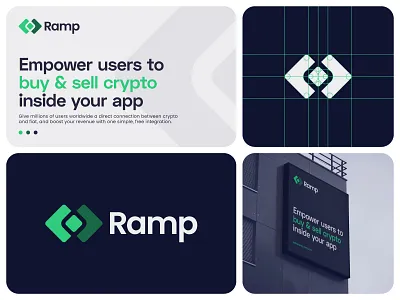 Ramp Logo Design abstract arrowhead brand branding connect crypto design direction geometric graphic design identity infinity logo logomark software technology