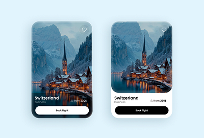 Luxury Travel UI Cards 3d cleandesign dailyui figma flightbooking glassmorphism luxurytravel minimal minimalui mobiledesign productdesign travelui ui uidesign ux