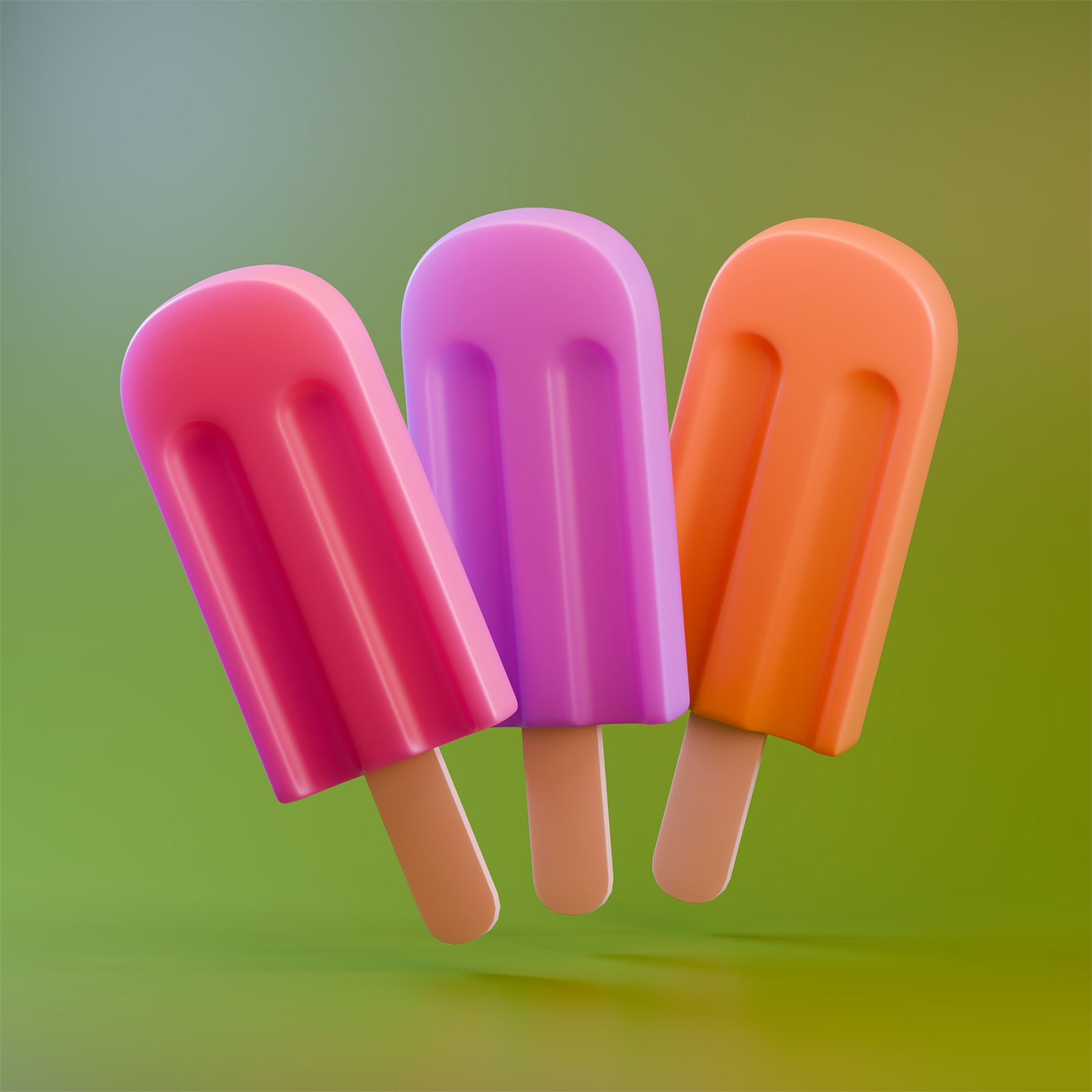 Example of Sweet Summer Vibes – 3D Popsicles Rendered in Blender