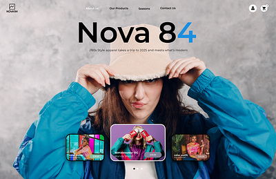 Nova 84 Clothing Landing Page & Design blue clothing clothing page design ideas eccommerce ui kit eccommerce website figma design landing page modern website retail website ui kit