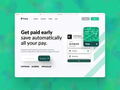 Finpay 3d animation green motion graphics ui