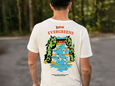 We are Evergreens - Camp T-shirt branding camp camp vibes evergreen graphic design illustration kids camp trees tshirt vintage