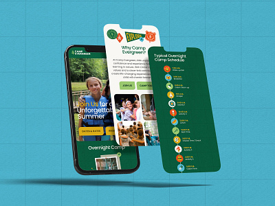 Mobile Screens: Camp Evergreen camp kids camp mobile outdoors rustic stickers tree vintage web design