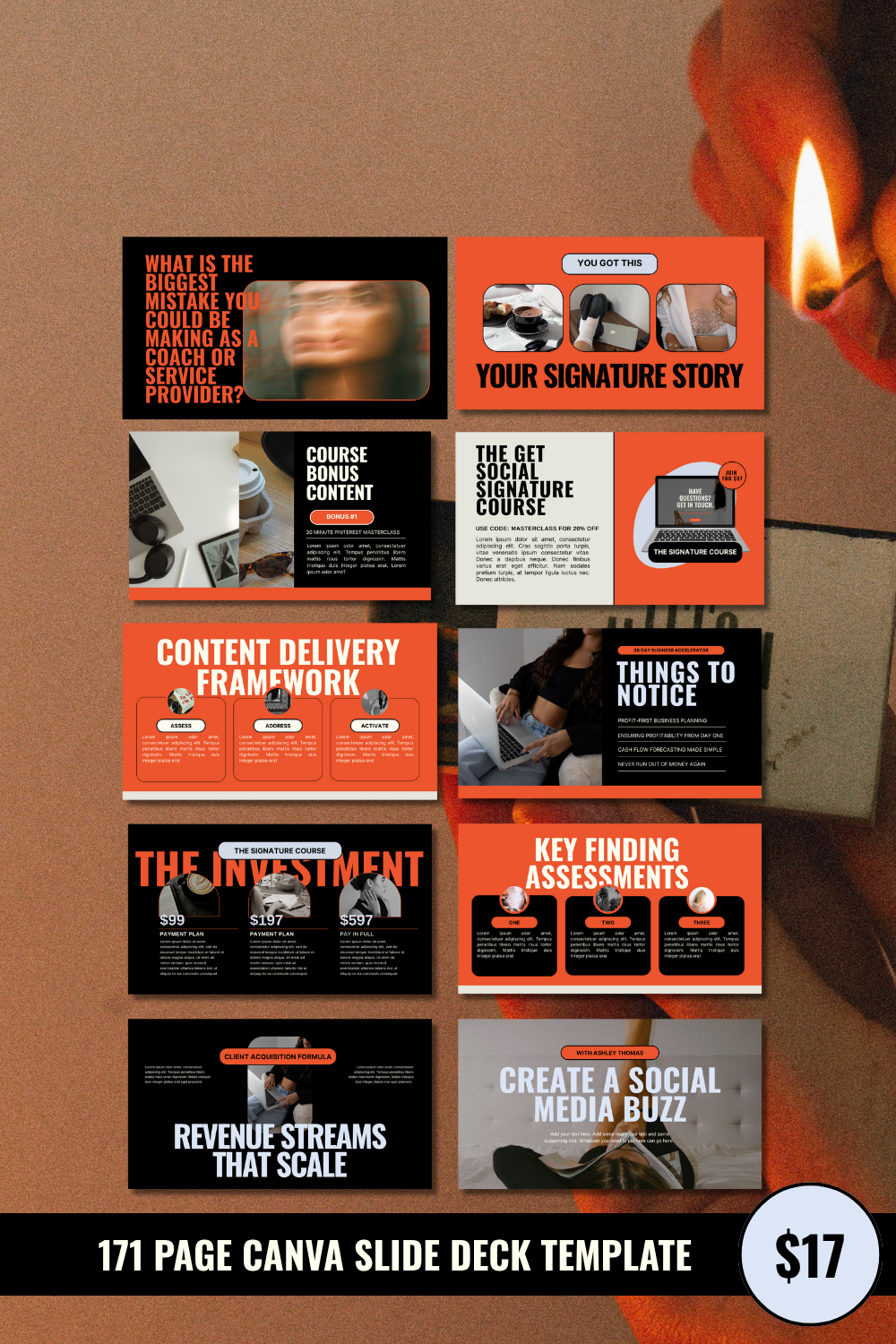 Canva Slide Deck Template | Bold + Modern | 171 Editable Pages canva canva template course design masterclass online course pitch deck presentation slide deck slide deck template webinar workshop