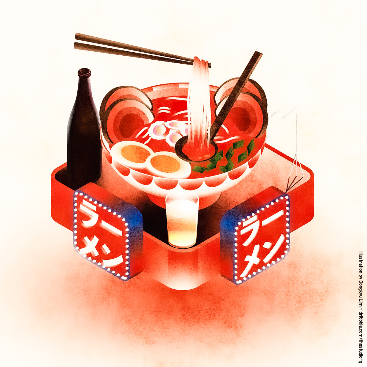 Isometric Ramen colors food illustration isometric ramen