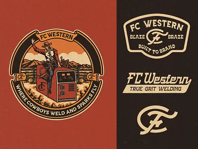 FC Western Design & Branding branding cowboy design emblem identity illustration logo logotype man mark old west ranch southwest vector vintage western