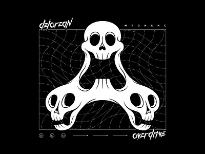 Delorean Overdrive Tshirt Design band tshirt black and white graphic design skulls tshirt design