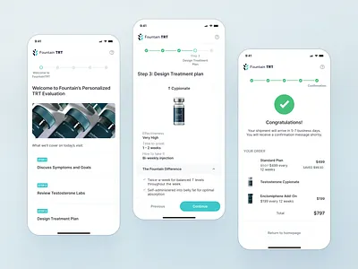 Website and Evaluation Quiz for a TRT Clinic – FountainTRT app design framer health mobile mobile app native patient quiz responsive ui ux webdesign
