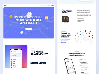 Finance app landing page design design product service startup ui ux web website