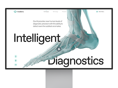 medilens: AI Medical Diagnostics & Imaging - Hero UX Pattern ai diagnosis website ai diagnostics ai medical diagnostics ai medical imaging biotech landing page biotech web design biotech website clean clinical website diagnostics website medical diagnosis medical imaging medical imaging website minimal modern responsive smart diagnosis smart diagnostic smart health website teal
