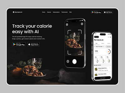 Calorie AI Tracker Landing Page ai calorieai calorieapp calorietracker healthapp landing page mobile ui web