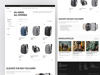 Portavia - Backpack E-Commerce Shoppage backpack bag bags buy e commerce ecommerce graphic design hiking marketplace minimalist online store product shop shopify store ui ui design ux web design website