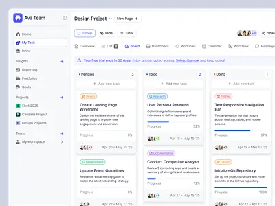 Easytask - Collaborative Task Management Dashboard b2b cansaas clean collaborate dashboard date design interface management minimalist product design project saas task task management team tracking ui ux