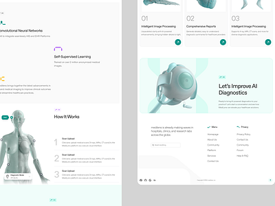 medilens: AI Medical Diagnostics & Imaging - Landing Page UI ai diagnosis website ai diagnostics ai medical diagnostics ai medical imaging biotech landing page biotech web design biotech website clean clinical website diagnostics website medical diagnosis website medical diagnostics website medical imaging website minimal modern responsive smart diagnosis smart diagnostic smart health website teal