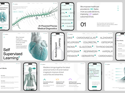 medilens: AI Medical Diagnostics & Imaging - UI Overview #1 ai diagnosis website ai diagnostics ai medical diagnostics ai medical imaging biotech landing page biotech web design biotech website clean clinical website diagnostics website medical diagnosis medical diagnostics website medical imaging website minimal modern responsive smart diagnosis smart diagnostic smart health website teal