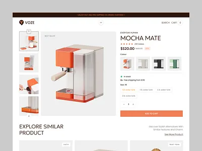 VOZE eCommerce UI - Product Detail Page details e commerce ecommece online shop online store product product detail product details product list product page product review review ui webdesign website