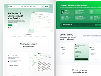 Notalx - AI SAAS Writing Landing Page ai ai technology ai website artificial intelligence automate automation clean document minimalistic landing page platform saas saas webiste webpage website writing