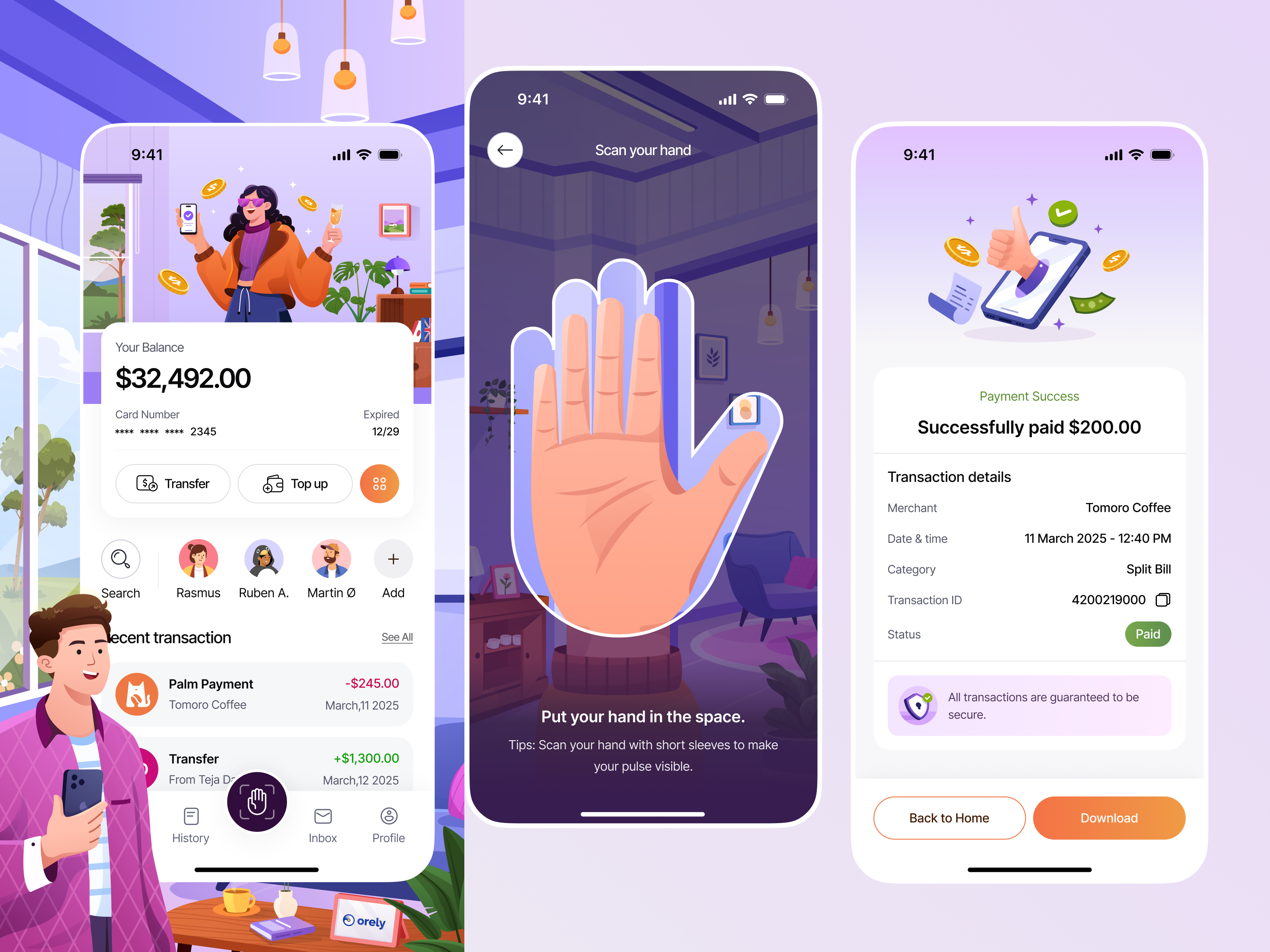 PalmPay - Palm Payment App 📱 app biometric design finance fintech futuristic illustration mobile orely palm payment scanning ui ux
