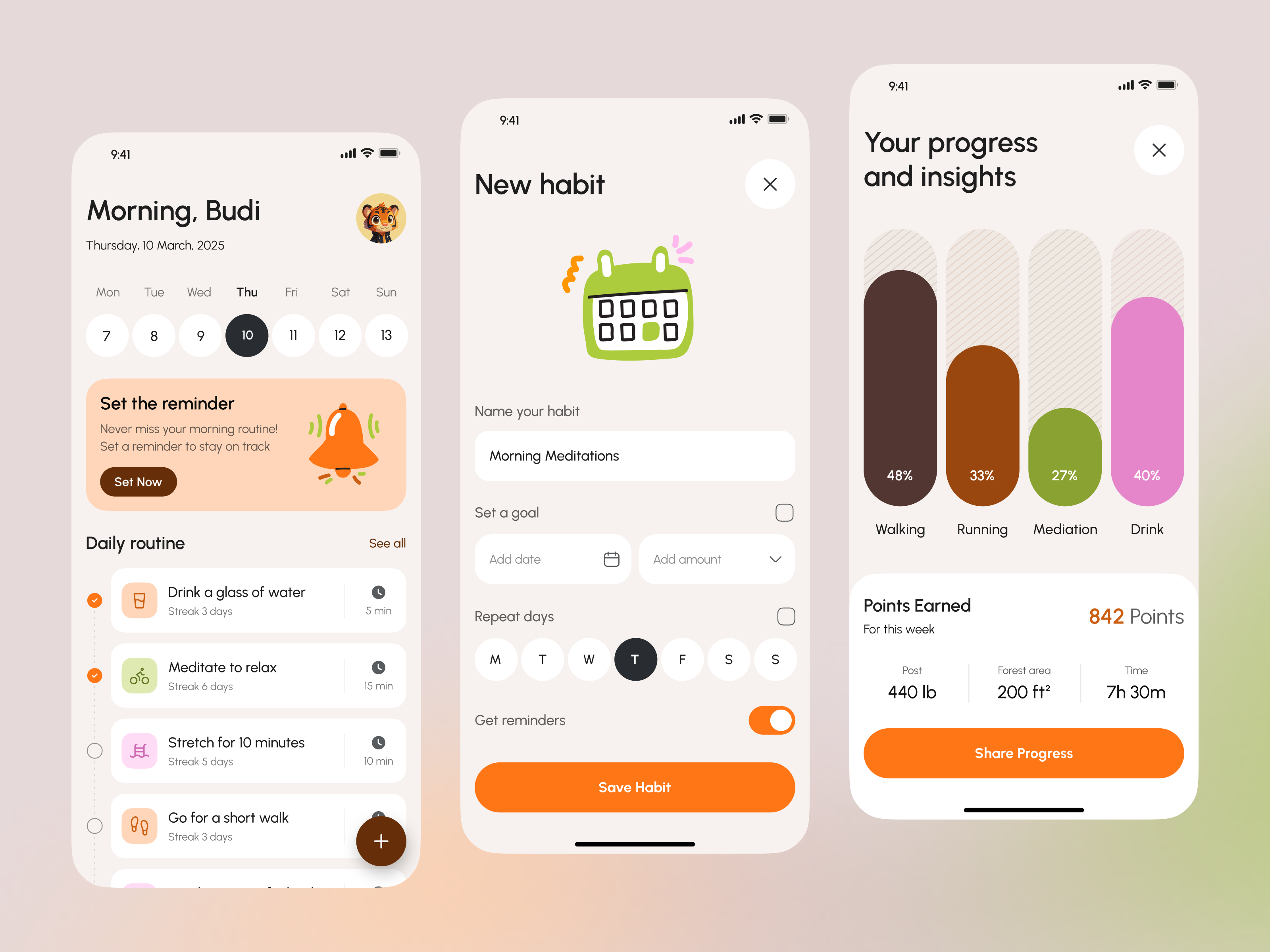 Example of Habit Tracker Mobile App