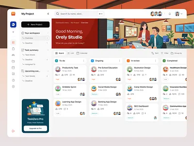 Taskzero - Task Management Dashboard 🖥 clean collaboration dashboard design kanban management orely productivity project task team ui ux webapp workspace
