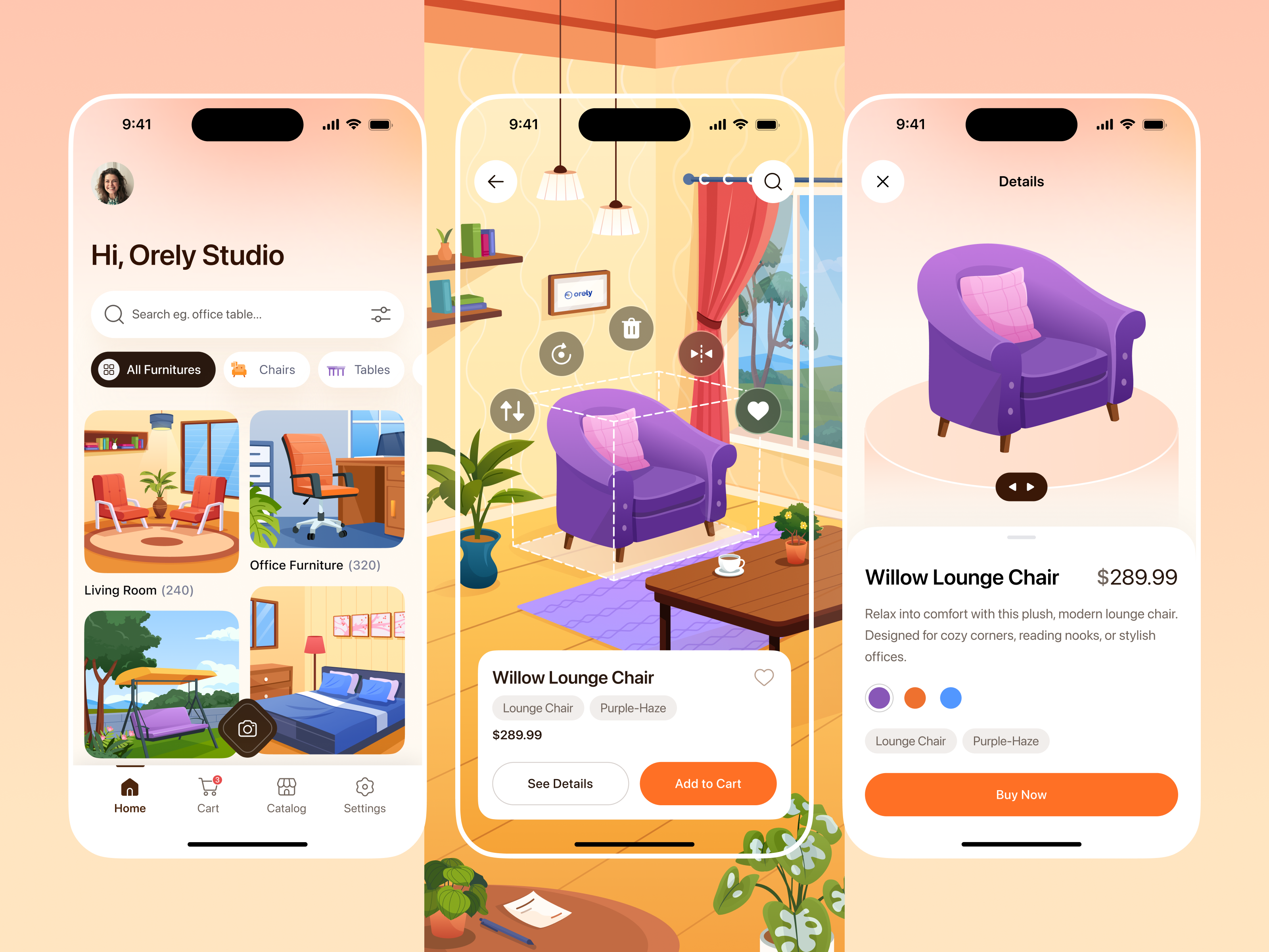 Loftly - Furniture AR-Powered E-Commerce 🛒 app ar design ecommerce furniture home illustration interior minimal mobile orely preview shopping spatial ui ux