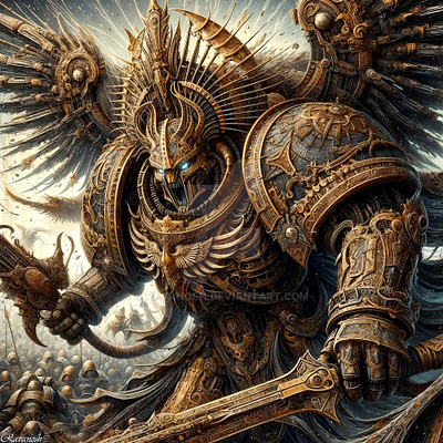 Avatar of the Emperor armordesign characterart concept detailed digital fantasy imposing intense intimidating legendary ominous powerful regal sciencefiction scififantasy spacemarines unstoppable vivid warhammer40k wh40k