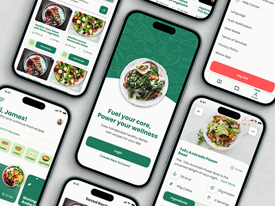Recipe App - Core Fuel app app design design food graphic design recipe ui