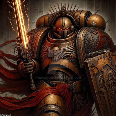 Atal Tyvar, Shield-Captain of the Adeptus Custodes adeptuscustodes armordesign commanding custodes detailedart digital grimdark impressive intimidating ominous powerarmor powersword resolute scififantasy shield spacemarines40k sword warhammer40k warrior wh40k