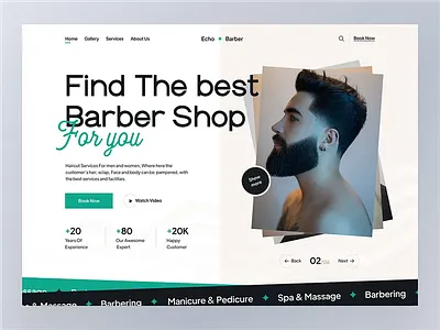 Barbershop Landing Page Design barbarshop barbarshop ecommerce barbarshop website clean clean design clean ui company ecommerce landing page ecommerce website enterpreneur haircut landing landing page mvp ronas it salon ui design website