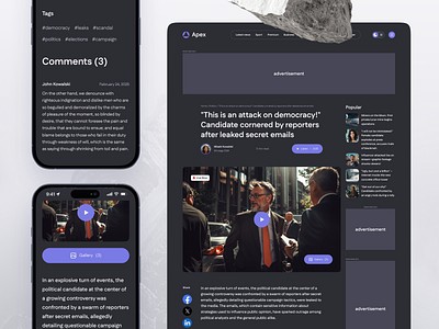 Post page, dark mode article article page dark mode design interface news portal portal post page ui ui design ux ux design web web design webdesign website