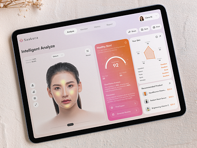 Saakura - Beauty Skin Analysis Dashboard analysis analyzer beauty care cosmetics dashboard dermatology design figma framer human ai makeup medical medical healthcare mobile app product design skin skin analyzer skincare webflow
