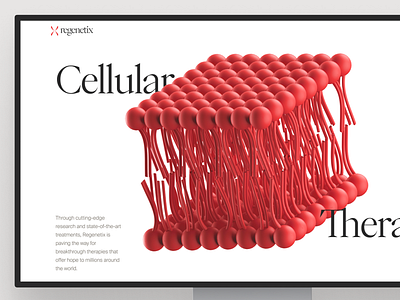 regenetix: AI Cellular Therapy & Tissue Engineering Desktop UI bioengineering biology website biotech landing page biotech web design biotech website biotechnology cell therapy cell therapy website cellular therapy clean gene therapy lab grown tissue minimal modern organ regeneration red regenerative medicine stem cell stem cell therapy tissue engineering