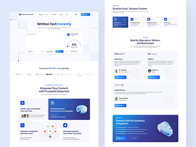 AI Content Detection Platform – Landing Page Design aitools dribbble landingpage saas uidesign uxdesign