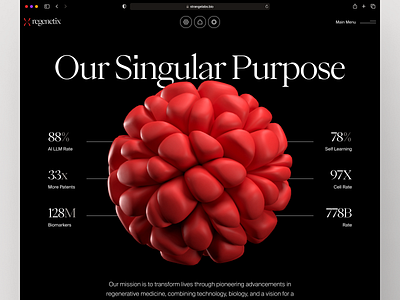 regenetix: AI Regenerative Medicine & Tissue Engineering Desktop bioengineering biology website biotech dark mode biotech landing page biotech web design biotech website biotechnology cell therapy website clean gene therapy lab grown tissue minimal modern organ regeneration red regenerative medicine stem cell stem cell therapy therapeutic website tissue engineering