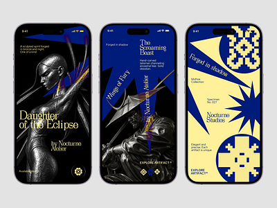 Nocturne Artifact Gallery - Mobile App Concept app collection creative darkart elegant experience gallery handcrafted horror immersive inspiration ios lens mobile app sculpture ui ux visual