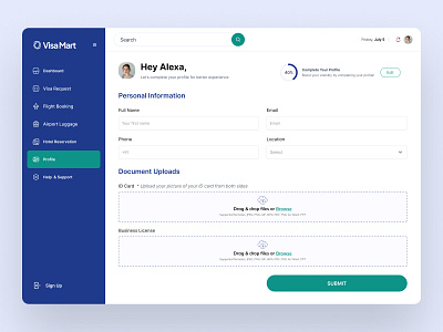 Dashboard for User Profile app design dashboard ui uiux ux