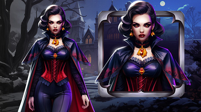 Mystic Character and Castle Background Design casinodesign casinogameart customart darkfantasy digitalfantasy enchanteddesign fantasyslot fantasyui gamblingdesign gamebackground handdrawnart igamingart magicalworlds magicslot mysticvibes slotcharacter slotgamevisual slotillustration uxforgames witchcharacter