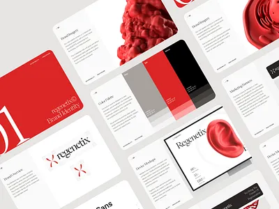 regenetix: Tissue Engineering & Cell Therapy - Biotech Branding bioengineering biology branding biology website biotech brand biotech brand guideline biotech branding biotechnology cell therapy website clean gene therapy lab grown tissue minimal modern organ regeneration red regenerative medicine science branding stem cell stem cell therapy tissue engineering