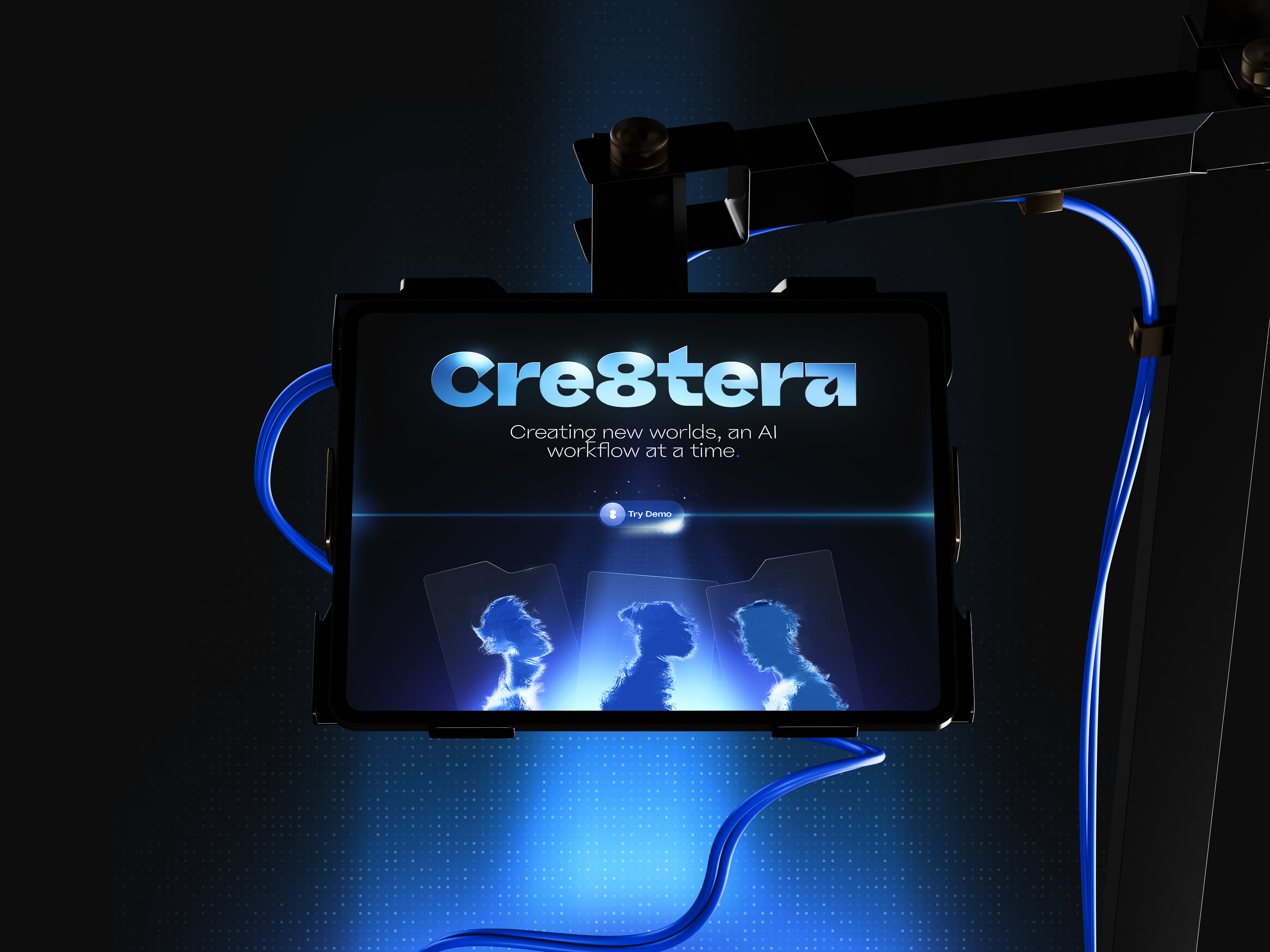 Cre8tera // Website ai animation artificial intelligence blacklead blacklead studio blue branding colors crypto crypto landing page design promo page promotion landing page ui web web design web3 website