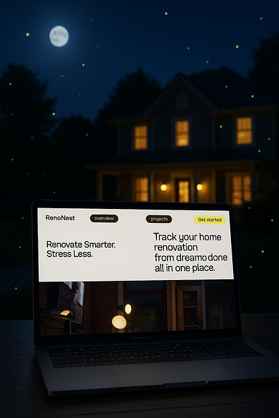 RenoNest – Smart Renovation Tracker | Renovate Smarter animation design landing page motion graphics ui uiux ux webdesign website