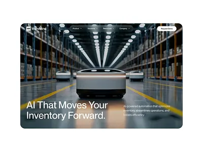 WareMind — AI-Powered Warehouse Automation ai ai design ai platform animation hero animation industrial tech ml motion motion design product design robot saas saas website smart logistics supply chain tech landing page ui ui animation warehouse warehouse automation