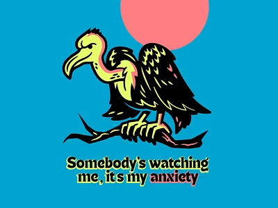 Anxiety anxiety doodle drawing illustration typography vector vulture