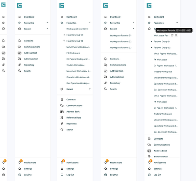 Left side navigation app design desktop fintech trading ui