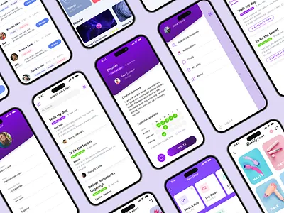 ON DEMAND SERVICE APP book branding connect design educate experience hire illustration ios job light location mobile people post job simple sketch ui ux
