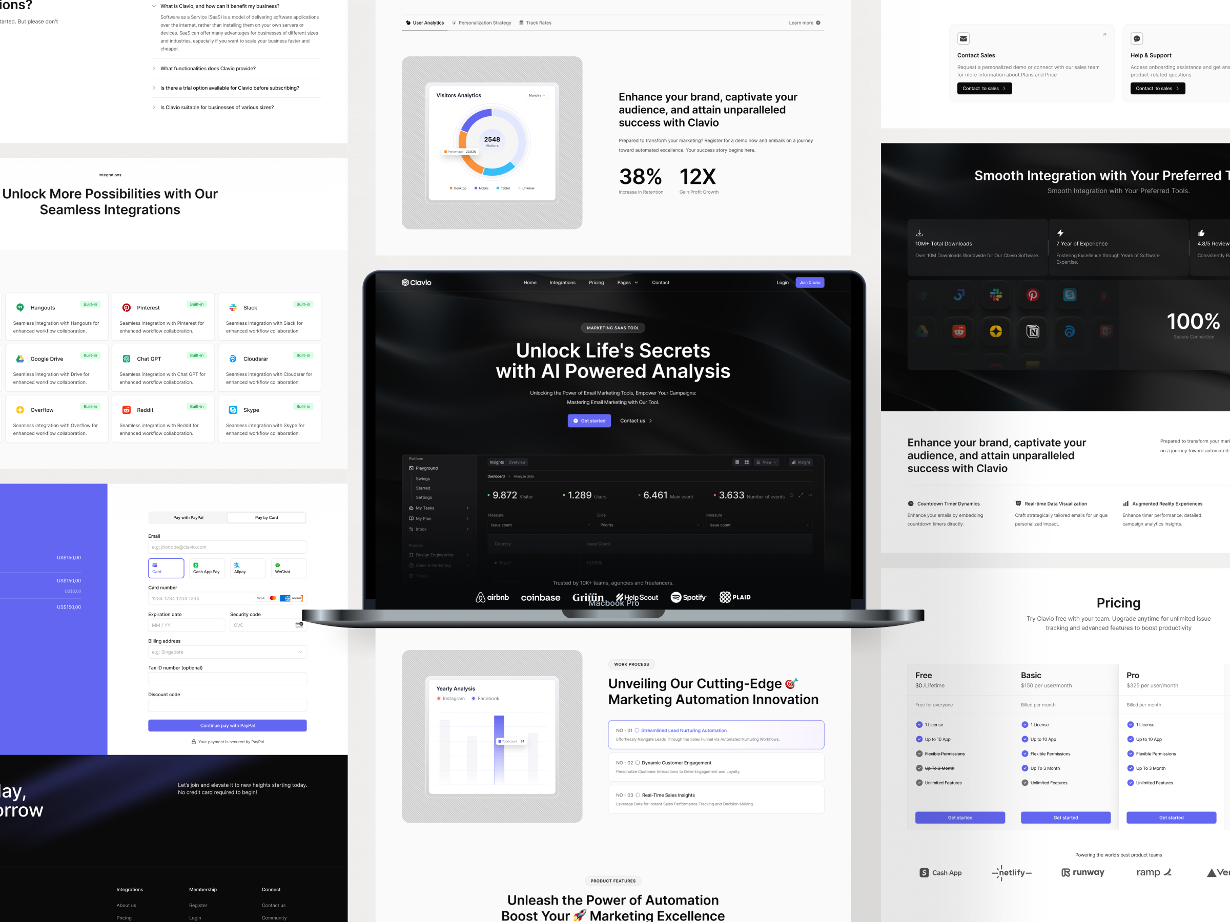 Clavio - SaaS UI Kit Design agency figma framer interface design landing page modern product design saas saas design startup tech ui ui design ui kit ux ux design uxui web design website website template