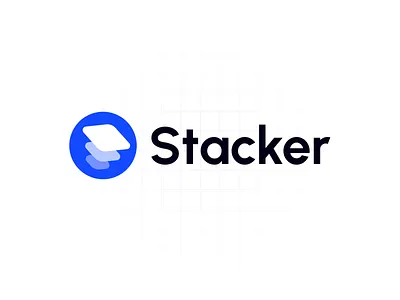 Stacker Logo blue box branding clean dark design free freebie graphic design light logo minimal modern motion graphics stack ui web website