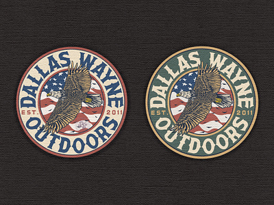 Dallas Wayne Outdoors antler branding company brand logo company branding company logo design eagle graphic design hunting illustration logo outdoors typeface