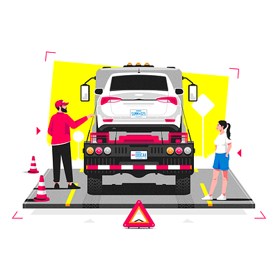 New Ontario legislation protects you when you need a tow (CAA) car illustration infographic man road street tow truck woman