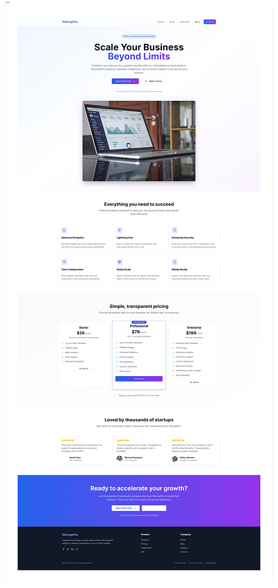 SAAS Landing Page Design design