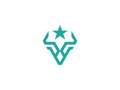 Star Bull horn and letter V logo animal branding bull combone creative horn iconic letter logo modern new star v